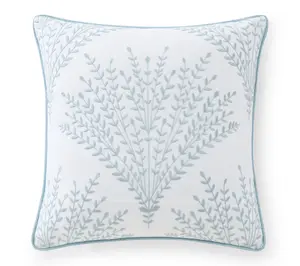 Martha Stewart Cottage Leaf White/Blue Cotton Dec Pillow