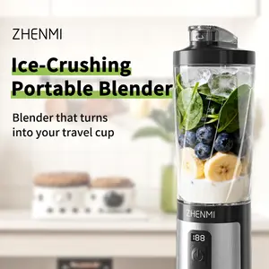 [LIVE] ZHENMI Portable Blender with Digital Timer & Display, 20oz Leakproof Travel Cup, Crushes Ice Perfectly, USB-C Rechargeable, Dishwasher Safe & BPA-Free, For Smoothies, Shakes & On-the-Go Blending