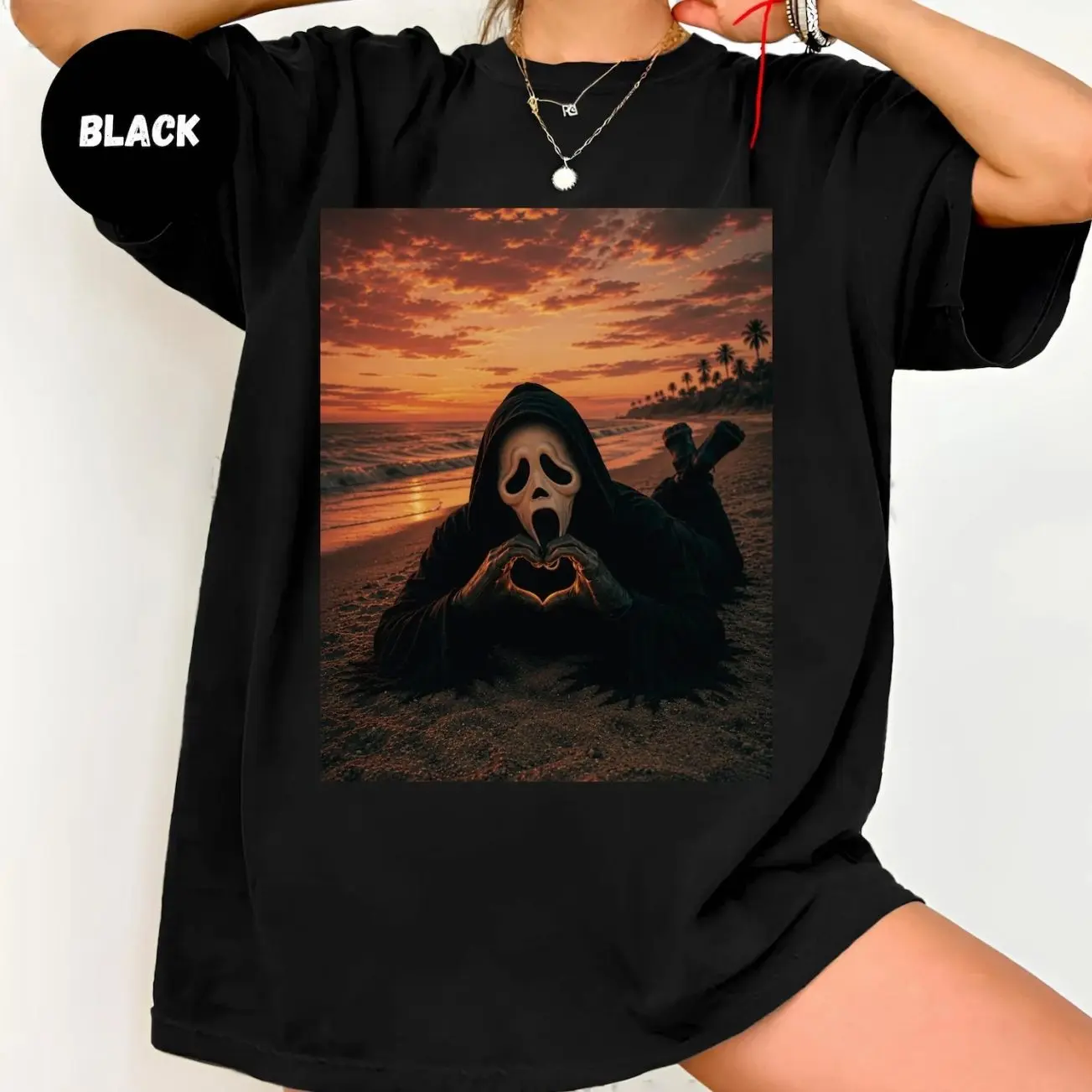 Comfort Colors Funny Ghostface Valentine Shirt, Scream Movie Heart Hands T Shirt, Cute Horror Lover Gift, Ironic Slasher Love Tee, Halloween 30K