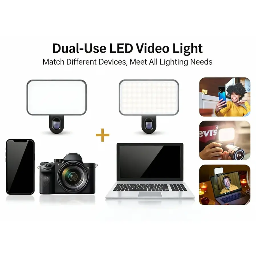 Rechargeable Clip-On Selfie LED Fill Light - 3 Modes Cell Phone Light, Phone Accessories for Smartphones, Laptops - Ideal for Selfies & Video Calls