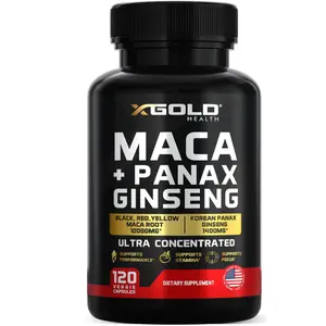 Capsules 20:1 Extract + Korean Panax Ginseng10:1 Extract - 20x Concentrated Black + Red + Yellow Maca Root, 10x Concentrated Panax Ginseng Capsules - Ultra Potent & Highly Purified