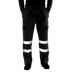 Grey sports pants with brick printing, casual transportation, sanitation workers' pants, high visibility bottom pants, work clothes, reflective tape, men's safety pants