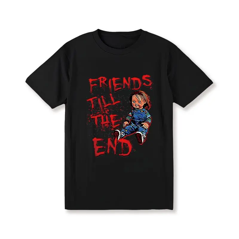 Men's 100% Cotton 180Gsm Graphic Tshirt - Crew Neck, Short Sleeve, Regular Fit, Unisex Menswear Casual Streetwear Top with Chucky Doll Digital Print Fabric, Shortsleeve, Printed, Round Neck