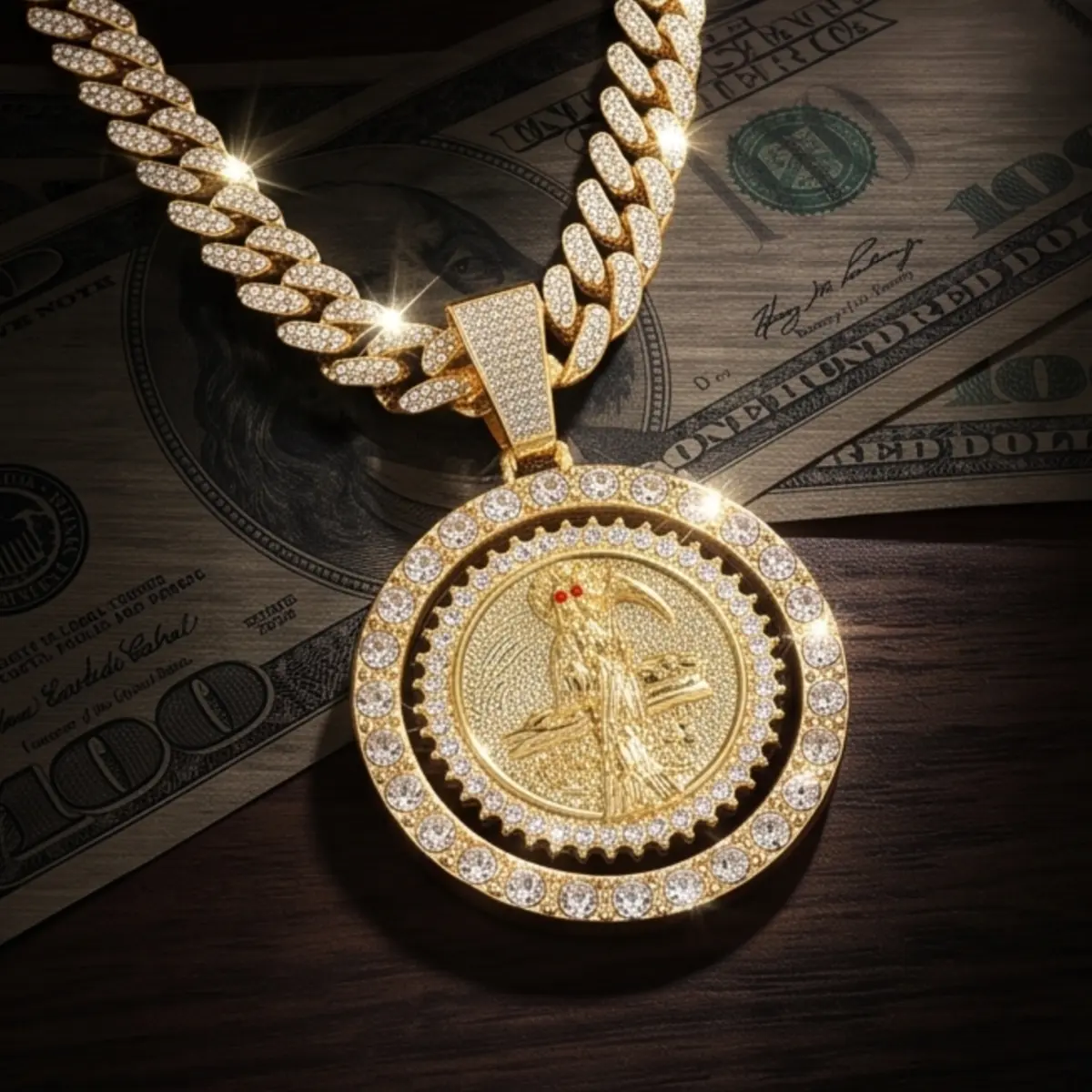 14K Gold Plated Rotating Saint Medal Necklace - Unisex Religious Medallion Pendant, Gift-Ready Year-Round Faith Jewelry for Sports & Outdoor Accessory Use