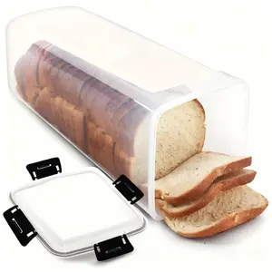 Clear Sealed Bread Box with Lid - Spacious Rectangular Food Storage Container with Inner Compartment, Eco-Friendly Reusable Design for Freshness, Essential Kitchen Organizer