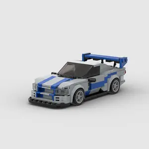332PCS MOC GTR34 Skyline ez shipping (compatible with mainstream brands)Speed Champions Racing Car Sports Model Garage Sets Building Blocks Famous Racers City Vehicle Technique DIY Bricks Toys (M10221)