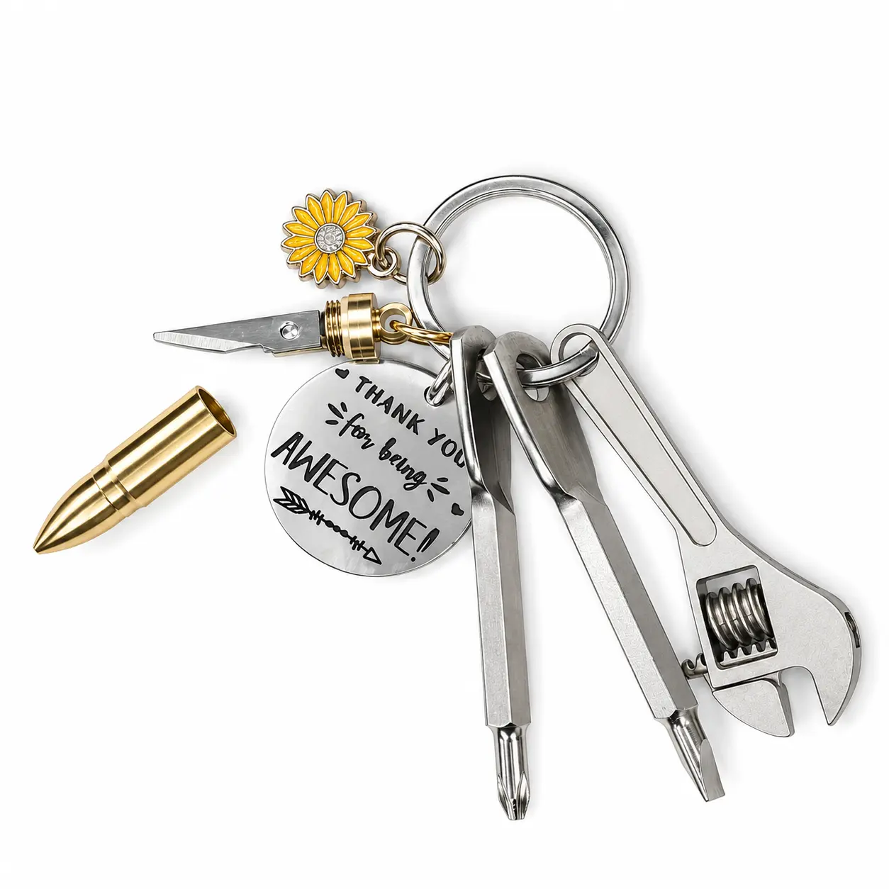 5 In 1 Pocket EDC Multitool Keychain, Portable Mini Repair Tool For Camping, Bike & Motorcycle, Unique Thank‑You Gift For Men For Home Maintenance
