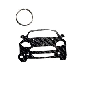 Carbon Fiber keychain for Aston Martin DB9 (2004-2011) Inspired Keychain Lanyard  front view Glossy Twill gift christmas