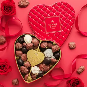 Heart-Shaped Chocolate Gift Tin – Gourmet Assorted Chocolates in Keepsake Red Tin