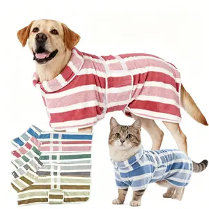 Dog Bath Robe Super Absorbent Pet Bath Towel Hooded Wearable Drying Coat for Large Dogs