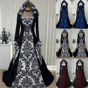 WomenMedievalRenaissanceHoodedDress19thCenturyEuropeanCostumesLadiesVintageVictorianGothicPrincessGuofengDresses