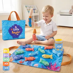 Cute Cloth Fishing Toy Set for Toddlers | Soft Fabric Fish Game with Fishing Rods & Storage Bag, Montessori Fine Motor Skill Educational Toy for Boys Girls, Ideal Birthday Gift, Toddler Pretend Play