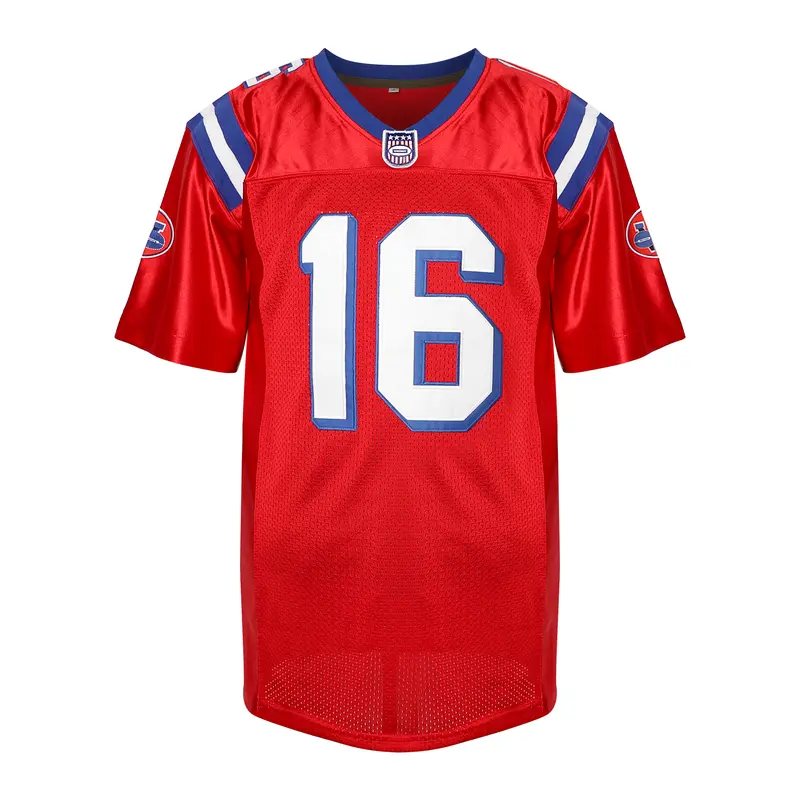 Mens #16 Red Short-Sleeve 100% Polyester Compression Football Jersey - Athletic Active Tops, Mens Jersey Style, Machine Washable, Lightweight, Slightly Stretchable, Breathable Mesh, Quick-Dry, Professional Sports Clothing (S-8XL)