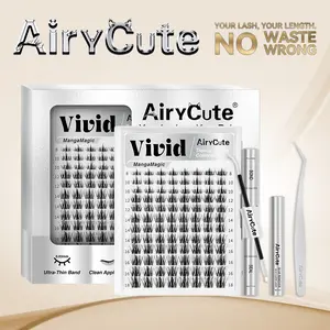 Vivid | AiryCute Stunning Everyday Manga Inspiration | Elevate your Gaze | Luxury Manga Effect | Feather-Light, Waterproof, Long-Lasting Lashes | Fashion Wet Look | Beginner-Friendly DIY Lashes, Voluminous, Salon Quality | Lightweight and Comfortable