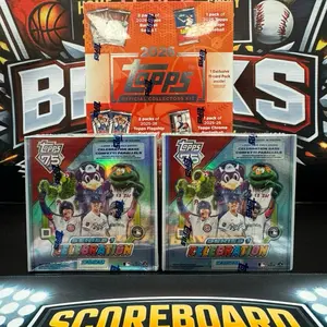 Topps PYT-#002 (2) 2026 Celebration Mega Box & Official Collectors Kit with 2026 Series 1 Baseball, Heritage, 2025 Flagship Basketball, Chrome Basketball Packs