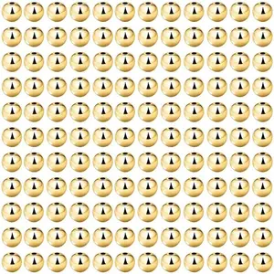 200 count  Smooth Round Spacer Beads -  Plated Brass, Tarnish Resistant, Seamless Loose Connector Beads for DIY Bracelet  Making (4mm/0.16 inch)