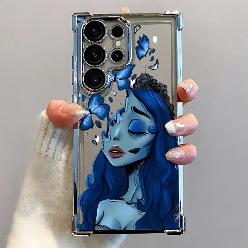Character Butterfly Reinforced Corners Electroplated Soft Silicone Phone Case For Galaxy S26Ultra/S25/S24fe/S23/S22 Plus Drop Protection | Full Camera Protection | Anti-Scratch | Non-Smudge | Non-Slip | Anti-Yellow | Perfect Birthday Gift for Her