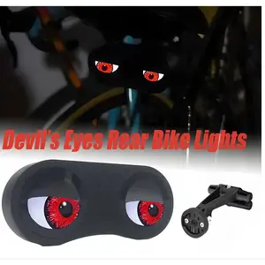 【2025 Upgraded Demon Eyes Bike Tail Light】 LED Car Ambient Light Waterproof Smart LED Rear Bike Light ， Programmable Eyes Rear Bicycle Tail Light with Type-C Charging, Mounting Bracket for Bikes LED Car Ambient Light