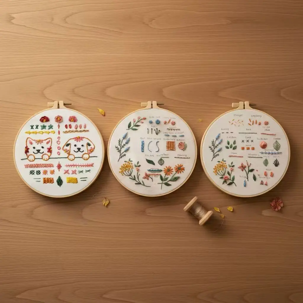Beginner Cross Stitch Kit, Elegant Style Embroidery Set, Includes Cotton Fabric, Thread, Needle, Instruction Manual, 20cm Bamboo Frame, Embroidery Craft