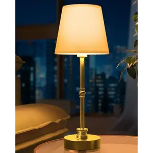 Rechargeable Table Lamp Cordless,5200mAH Battery Operated LED Lamp,3000K Stepless Dimming,Portable Touch Control Wireless Lamp for Dining Room Living Room Bedroom Restaurant Gold 1 Pack