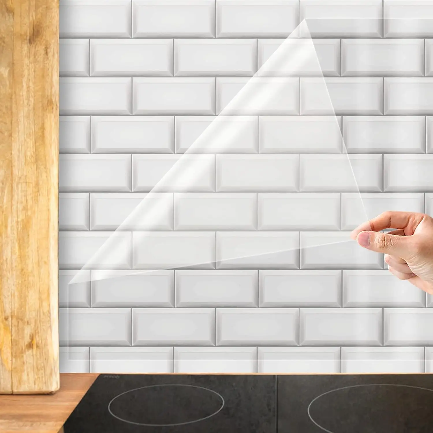 Clear Contact Paper Roll Self-Adhesive Kitchen Backsplash Wall Protector 15.7in X 9.84ft -  as a Book Cover, Shelf Drawer Liner, Whiteboard, Wallpaper,   Scratch Protector