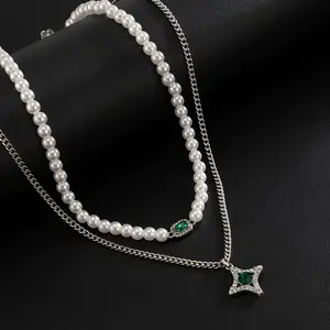 Mango Star Two-Layer Necklaces for Men & Women Trendy Sweater Chains with Unique Design Hip-Hop Style Couple Necklaces 2 Pieces