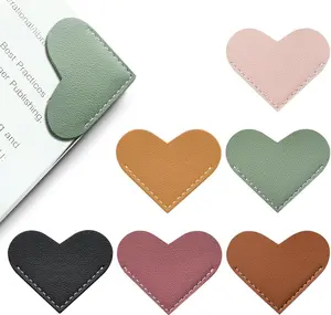 Leather Heart Bookmarks - 6 Pieces Cute Corner Page Book Marks for Teachers Students Book Reading Lovers, for School Office Home Supplies (Heart（6pcs）)