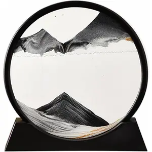 ANSQU Modern Moving Sand Art Picture Quicksand Painting Round Glass Sandscapes 3D Deep Sea Art 90s 80s 70s Gift Decor Ornaments Christmas Gift Set Stock Up Christmas Decorations