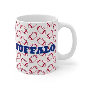 Buffalo Football Mug 11oz Blue and Red - Ceramic, Reusable, Coffee Cup