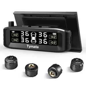 Tire Pressure Monitoring System, Wireless Solar TPMS with 4 External Sensors & 6 Alarm Modes, Colorful Display, Easy to Intall on Windshield, Ideal for RV Sedan SUV MPV Truck (0-87 PSI)