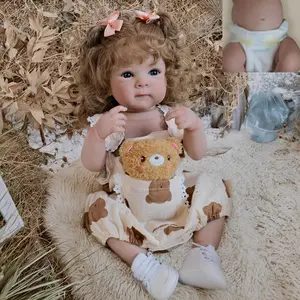 18-Inch Realistic Vinyl Bear Head Printed Bodysuit, Full Vinyl Bettie Hat Handmade Reborn Doll with 3D Exquisite Painted Vein Vessels and Implanted Hair, Collectible Toy For Christmas/halloween/birthday Gift