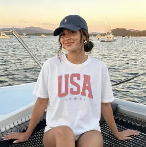 Retro America 4th Of July Shirt Preppy Fourth of July Tshirt Trendy Oversized USA Tee Aesthetic Patriotic Shirt