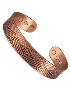 Classic Retro Copper Cuff Bracelet, Unisex Magnetic Health Design, All-Season Casual Wear, Ideal Gift for Festivals & Events