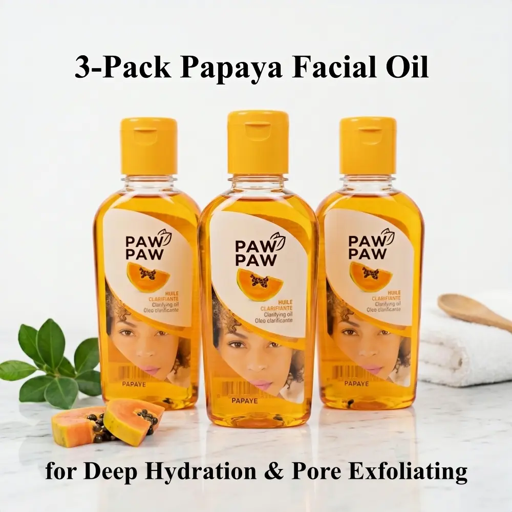 3-Pack Papaya Facial Oil for Deep Hydration & Pore Exfoliating, Paw Paw Massage Oil Set (180ml/6.09oz), Multi-use Moisturizing Skin Oil, Pre-Makeup Primer for Smooth Application, Luxury Skin Glow Treatment, Ideal Beauty Gift Set