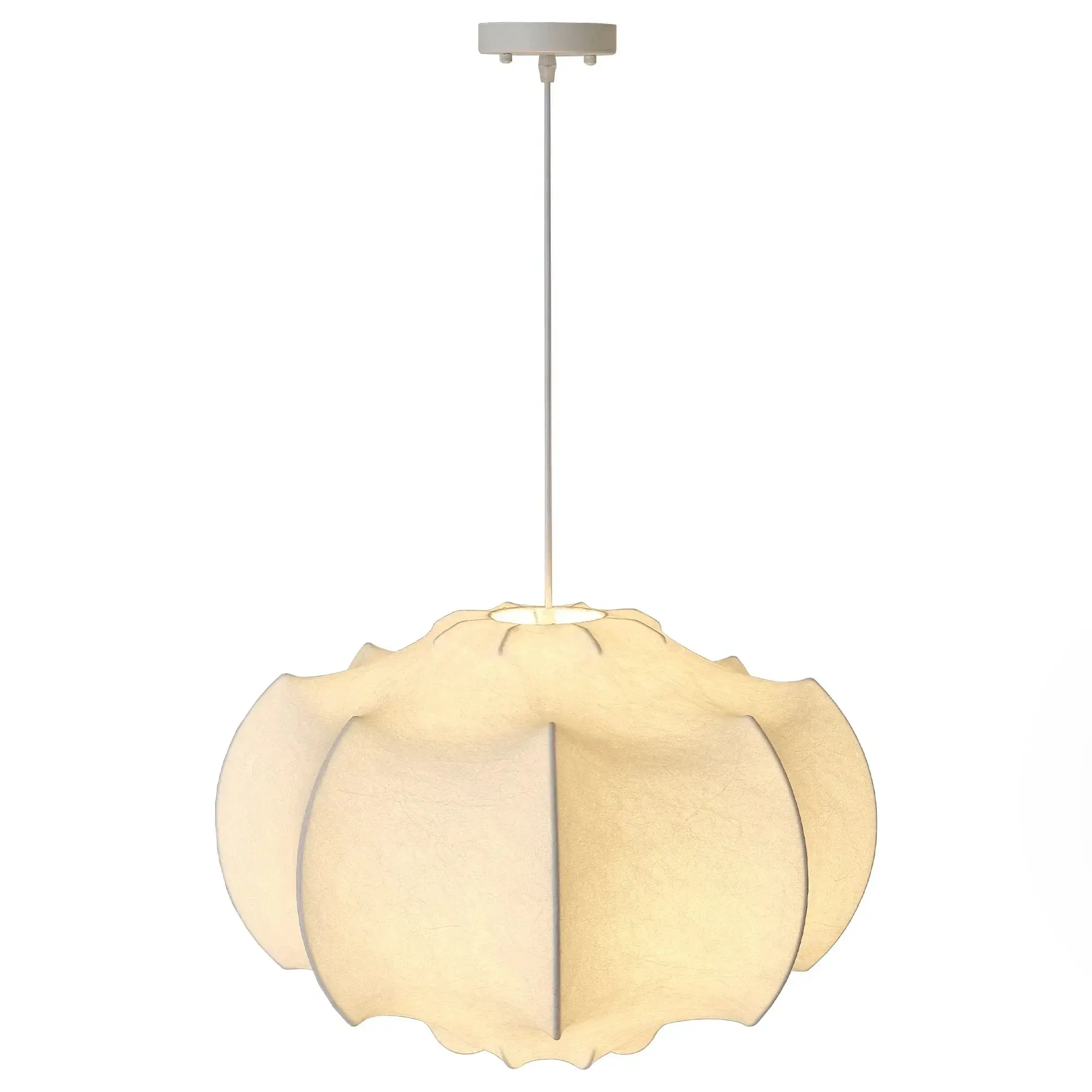 24 Inch Bevis White Wabi-sabi Pendant Light, 3-Light Silk Iron Island Chandelier for Kitchen Dining Room