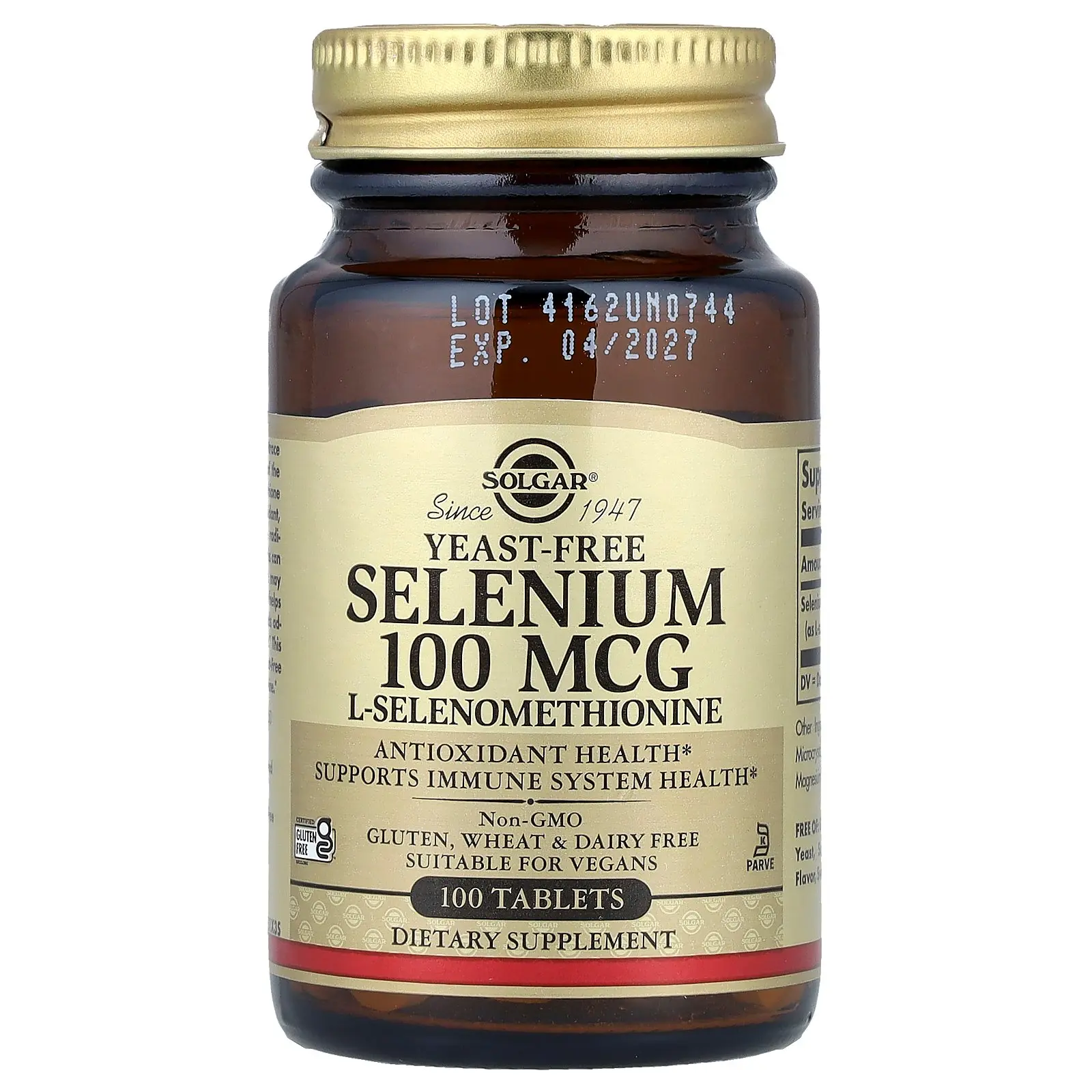 Solgar Selenium, Yeast-Free, 100 mcg, 100 Tablets