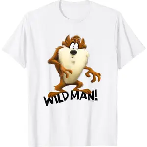 Looney Tunes Taz Wild Man T-Shirt Cute Cartoon Animation Movie Unisex Trendy Cotton Breathable Street Style Tee