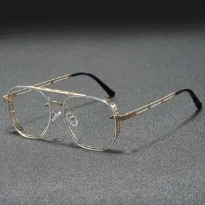 Men Business Metal Frame Eyeglasses, Classic Tortoiseshell Top Bar Decor Eyewear, Premium Quality Casual Spectacles, Elegant Formal Fashion Glasses for Daily Office Work, Social Gatherings and Business Party Styling Matching