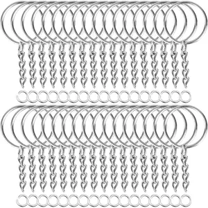 50 count Keychains with Chain and 50 count Jump Rings,  Rings Kit Findings Bulk for  Making Supplie DIY Crafts