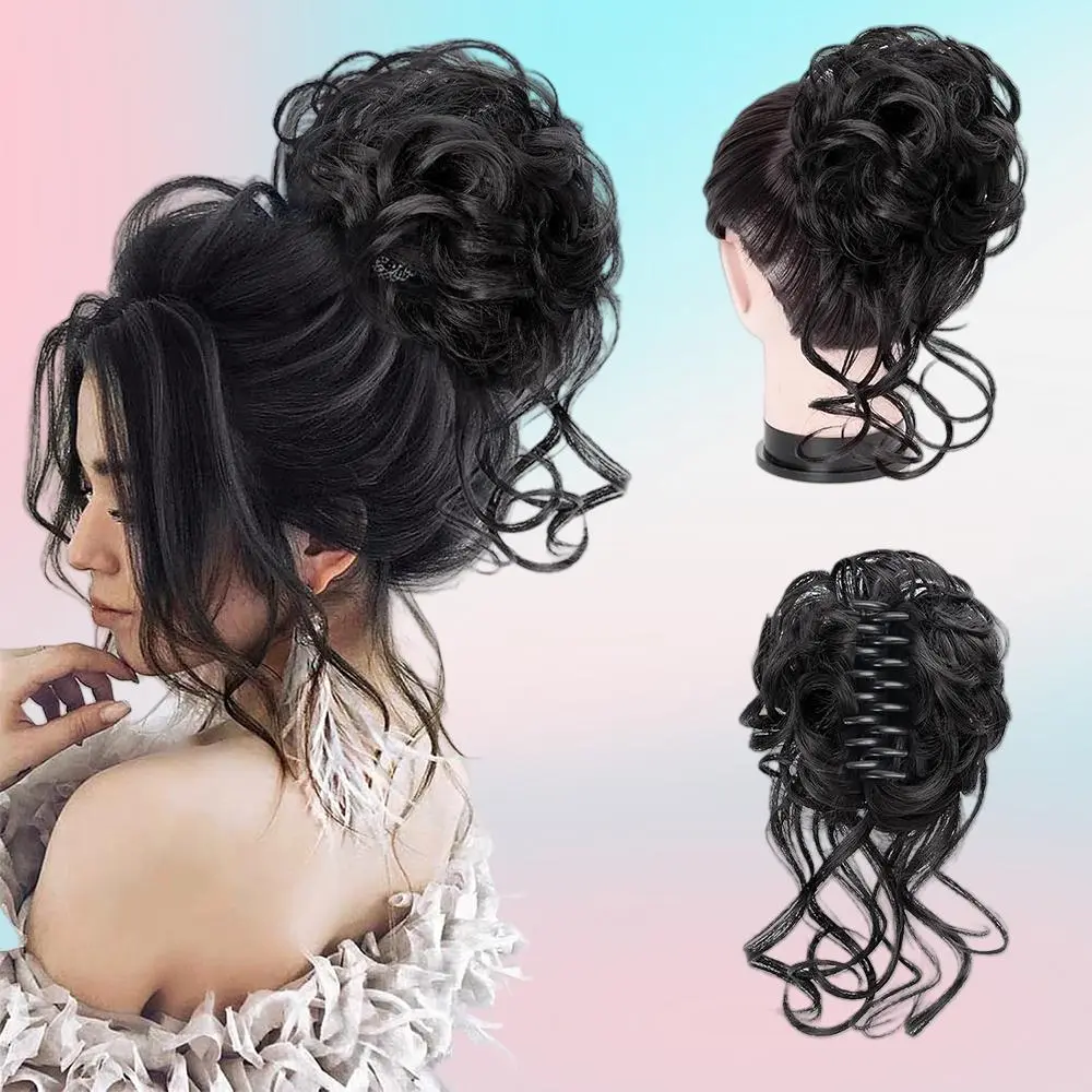 ZIHAN 10in Messy Bun Claw Clip Hair Piece, Synthetic Clip Hair Extensions for Women, Secure Comfortable Versatile Tousled Curly Chignon Updo Ponytail Accessory, Hair Accessories