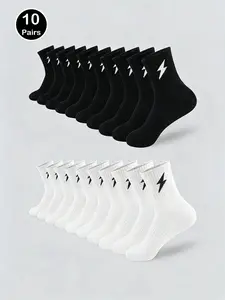 Men's Sporty Plain Socks, Soft Elastic Anti-Odor Casual Footwear, All-Season Comfortable Design, Ideal for Daily Wear & Active Use