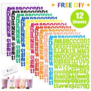 1512 Letter Stickers 12 Sheets Alphabet Number Stickers 1 Inch Vinyl Self-Adhesive Small Waterproof Stick on Letters Stickers Decals for Water Bottles Mailbox Scrapbooking Cup Decorations,Colorful Stickers Kit