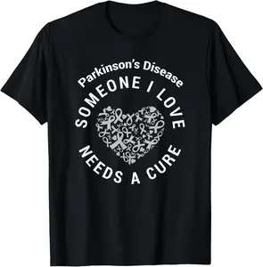 Casual Cotton shortsleeve tees  Parkinson's Raise Awareness Need Cure Love Family Support T-Shirt