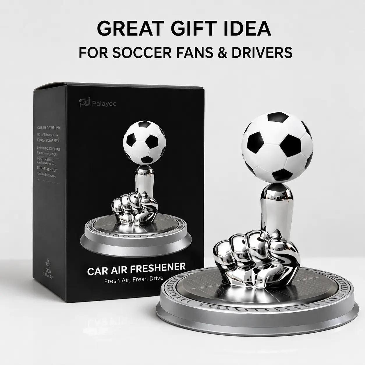 Solar Powered Rotating Soccer Ball Car Air Freshener -Aromatic Diffuser, Vehicle Decoration Essential Oil Diffuser -Gift for Football Fanatics and Drivers Portable Waterless CarDiffuser Air Freshener Car Aromatherapy Diffuser