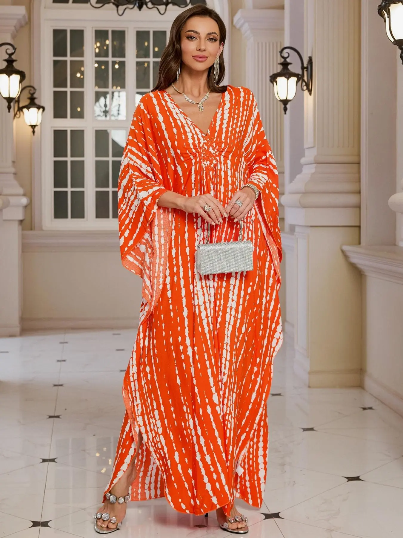 Women's Kaftan Dress, Casual Modest Bohemian Style Long Sleeve Max Dress  for Beach Vacation Holiday, Dresses for Women, Modesty Ladies Maxi Clothes  for All Seasons, Caftan, Boho Casual Kaftan - TikTok Shop