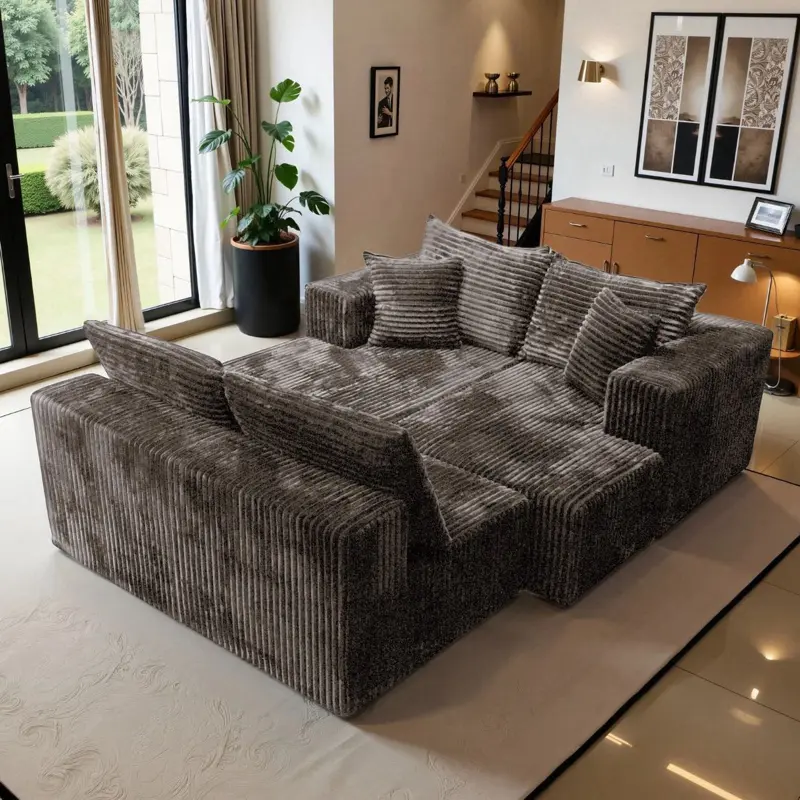 U-Shape Modular Sectional corduroy Couch suitable for living room furniture