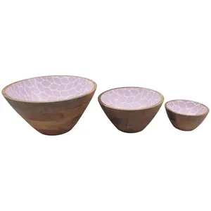 Temp-tations Carved Willow Set of (3) Mango Wood Bowls