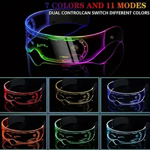 Led Light  Glasses   Glow in the Dark Party Supplies Halloween Rave Accessories Neon Glasses Cyberpunk Futuristic Glasses(Including nasal support）Masks