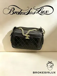 Pre-owned CHANEL Black Quilted Camera Bag | Gold CC Logo & Chunky Chain, Everyday Crossbody
