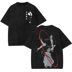 Endless Rika Connection JJk Jujutsu Kaisen Anime Manga 2 Sided Washed T-Shirt Menswear 90s Soft Graphic Tee Gift Classic Vintage Oversized Crewneck Cotton Fabric casual streetwear Seamless Rib Collar 100% Premium Cotton 230gsm - Top - Tshirt, Clothes